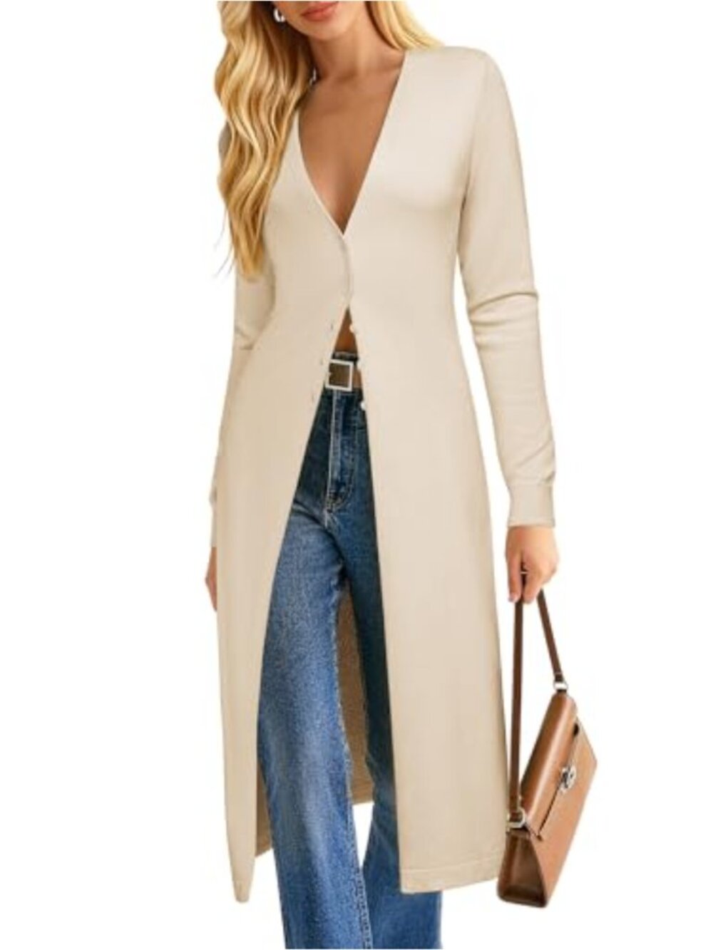 Viscose Blend Long Cardigan Sweater Duster Coat